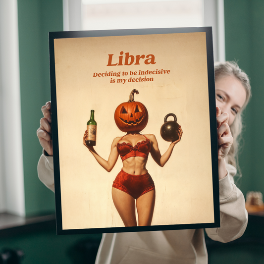 Libra Zodiac Poster – Balanced Astrology Print, Vintage Horoscope Art, Air Sign Aesthetic, Star Sign Wall Decor for Libras