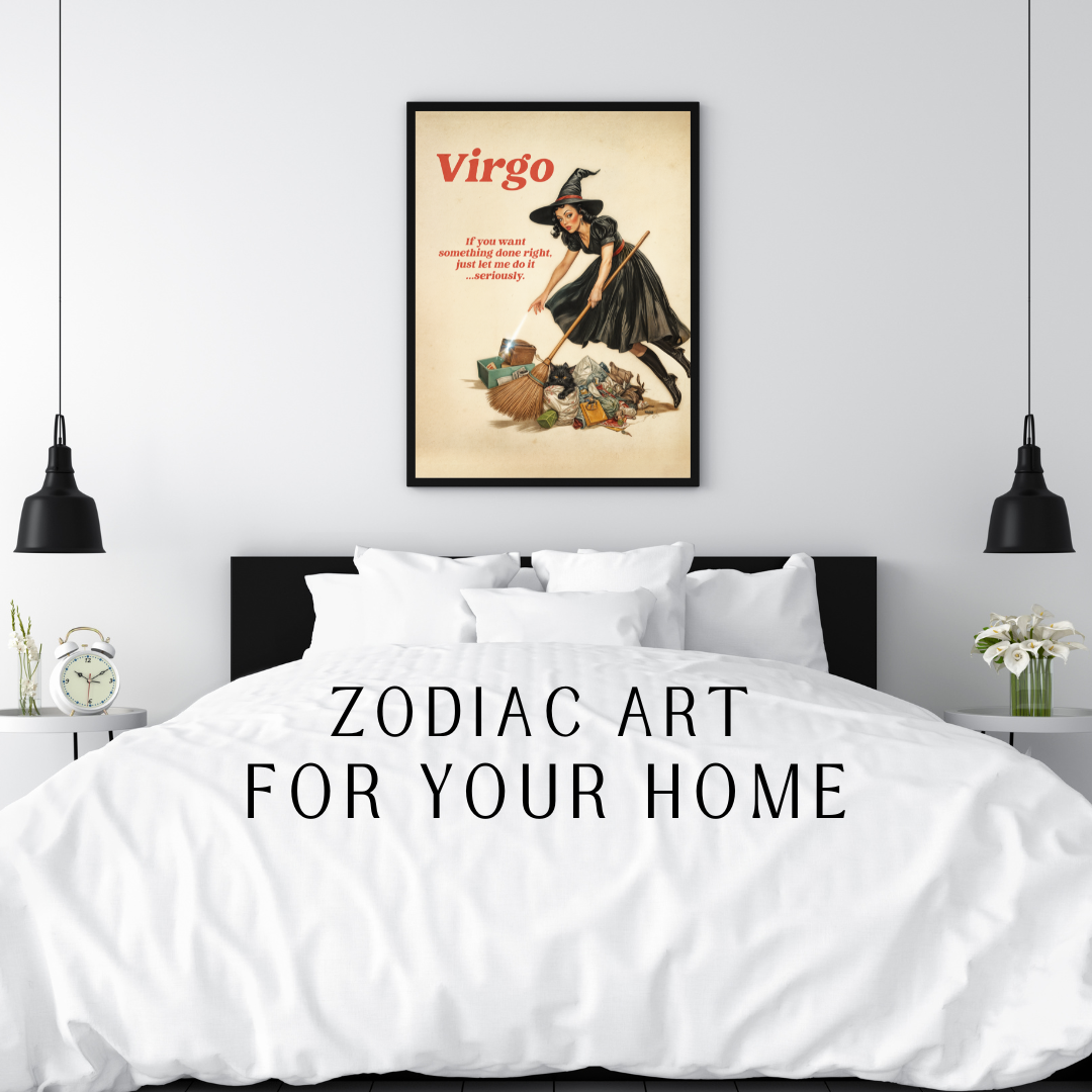 Virgo Zodiac Print – Detailed Astrology Art, Minimalist Zodiac Decor, Virgo Star Sign Poster, Celestial Horoscope Wall Art