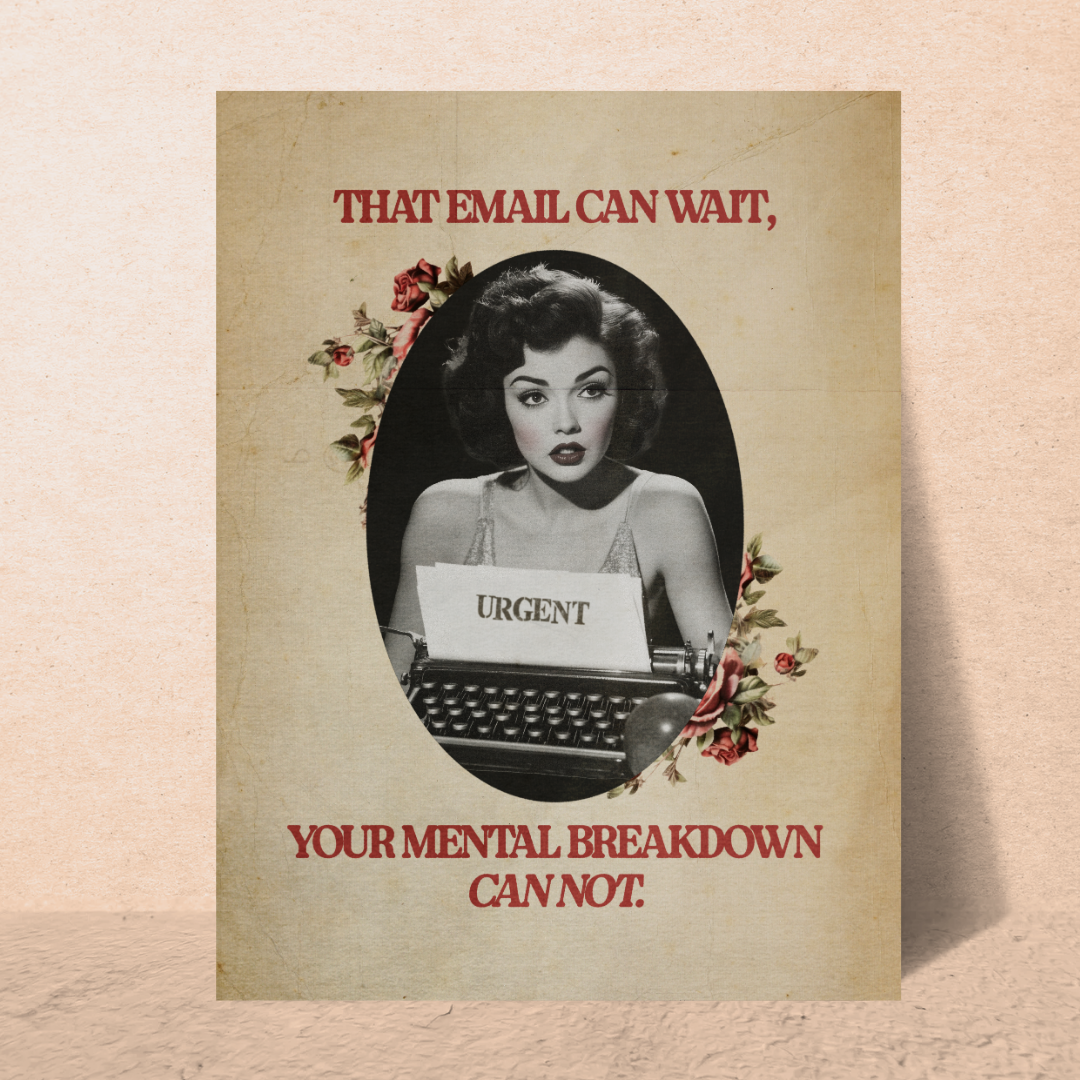 That Email Can Wait - Vintage-Inspired Funny Office Wall Art, Retro Burnout Print, Work-Life Balance Poster