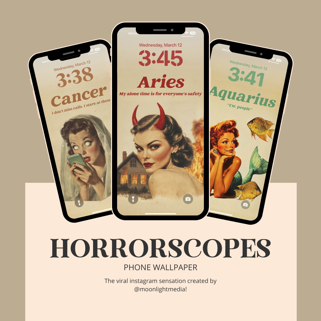Horrorscopes Zodiac iPhone Wallpapers β Spooky Astrology Digital Art | Vintage Gothic Aesthetic Backgrounds