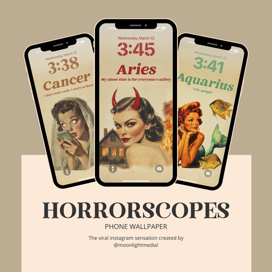 Horrorscopes Zodiac iPhone Wallpapers – Spooky Astrology Digital Art | Vintage Gothic Aesthetic Backgrounds