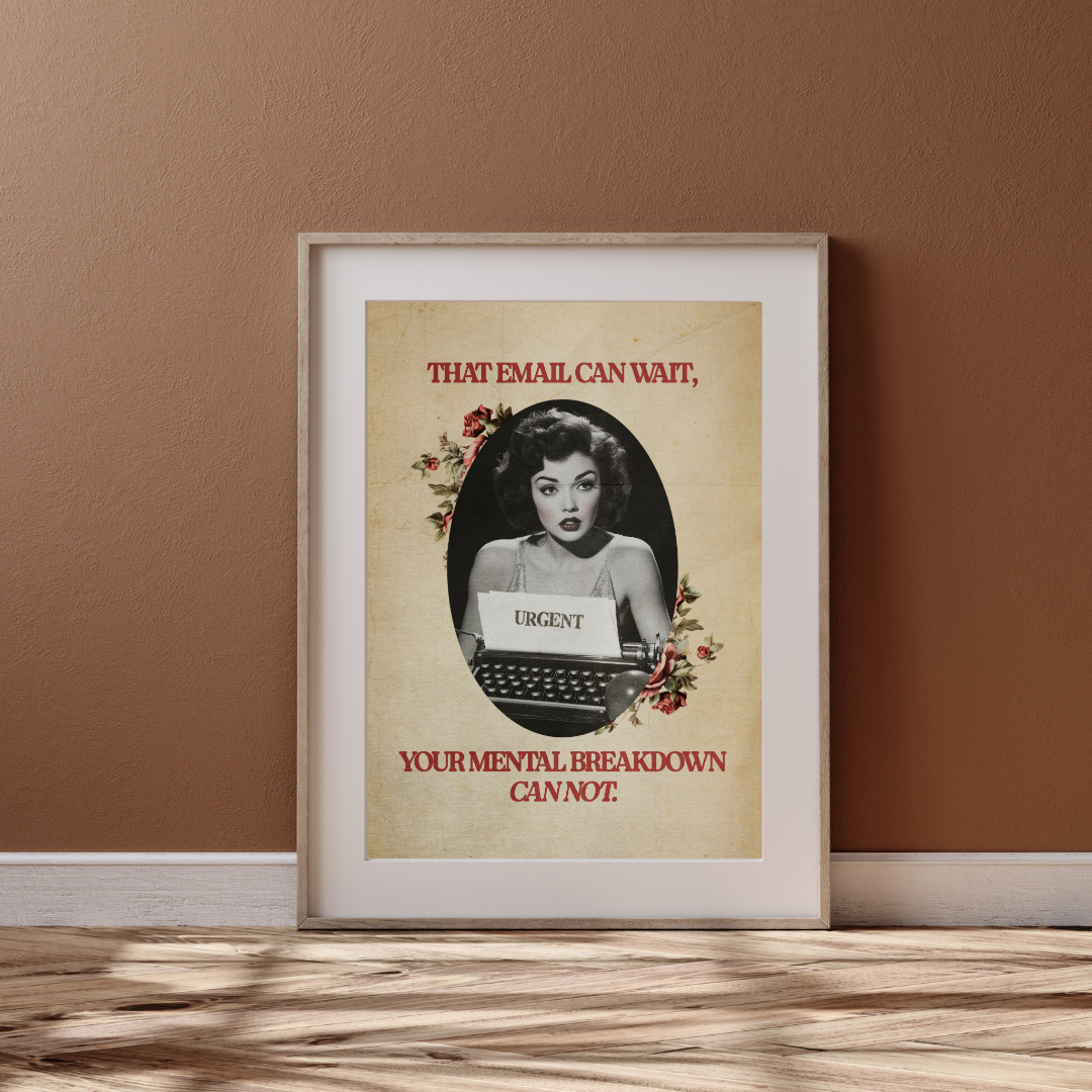 That Email Can Wait - Vintage-Inspired Funny Office Wall Art, Retro Burnout Print, Work-Life Balance Poster