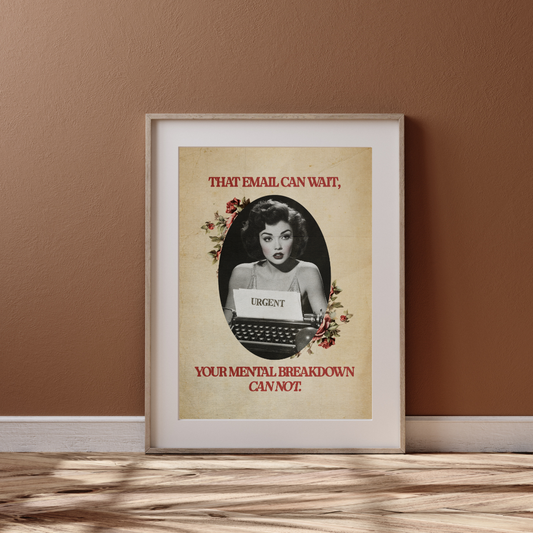 That Email Can Wait - Vintage-Inspired Funny Office Wall Art, Retro Burnout Print, Work-Life Balance Poster