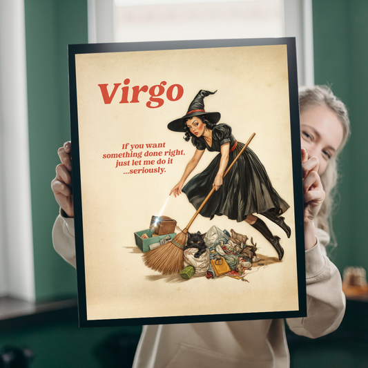 Virgo Zodiac Print – Detailed Astrology Art, Minimalist Zodiac Decor, Virgo Star Sign Poster, Celestial Horoscope Wall Art