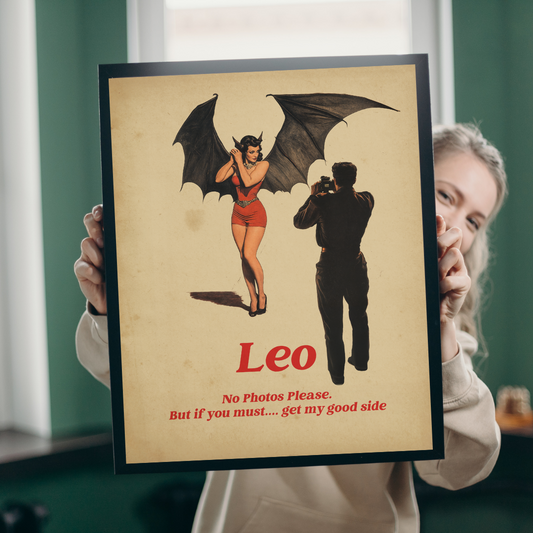 Leo Zodiac Poster – Bold & Fiery Astrology Wall Art, Leo Star Sign Print, Sun Sign Decor, Vintage Horoscope Gift for Leos