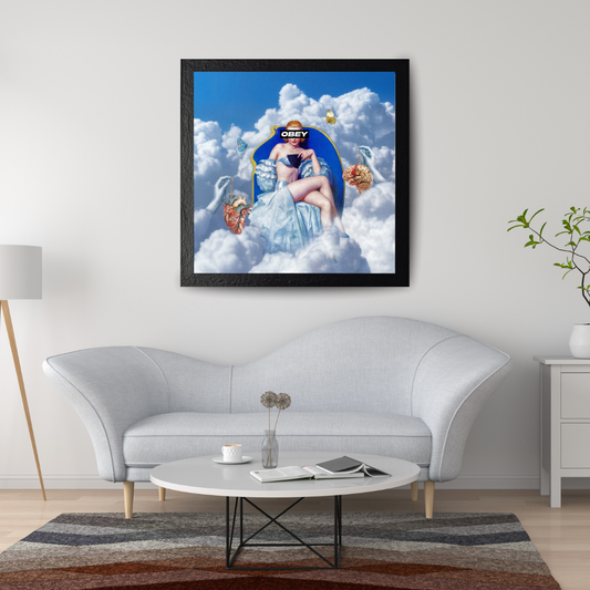 Obey Surreal Art Print – Thought-Provoking Vintage Collage of Heart vs Mind – Feminine Dreamscape Wall Art