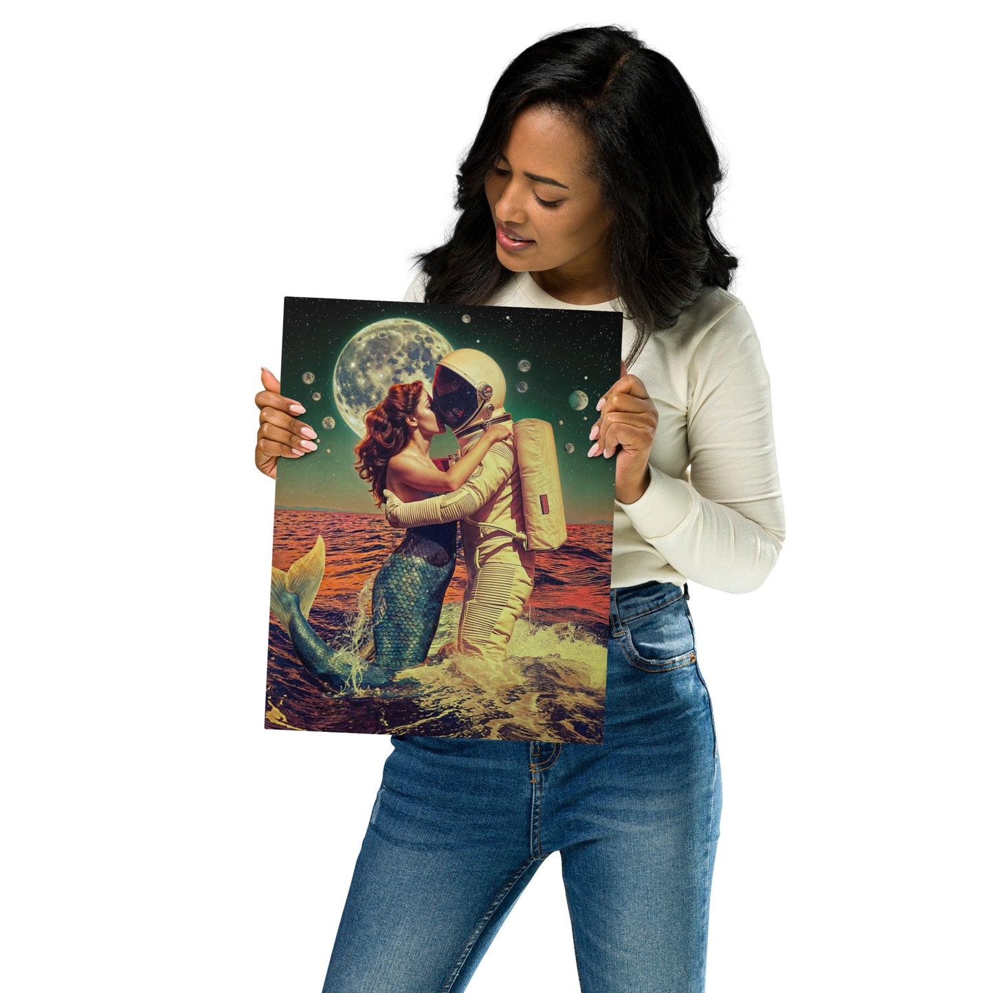 You Be The Anchor That Keeps My Feet On The Ground, I’ll Be The Wings That Keep Your Heart In The Clouds - Metal Print - Surreal Love Art