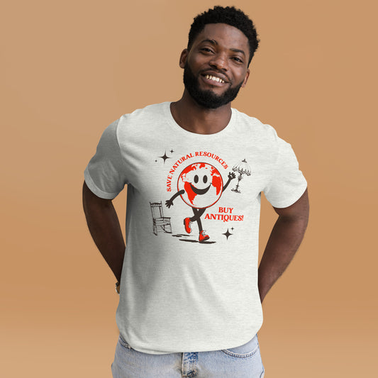 Save Natural Resources, Buy Antiques! – Eco-Friendly Organic Cotton T-Shirt | Sustainable Vintage-Inspired Apparel