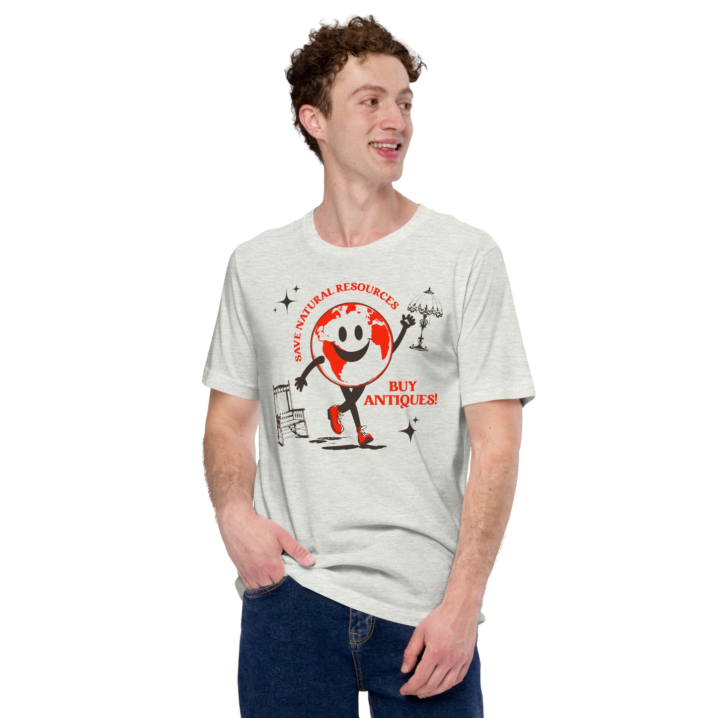 Save Natural Resources, Buy Antiques! – Eco-Friendly Organic Cotton T-Shirt | Sustainable Vintage-Inspired Apparel