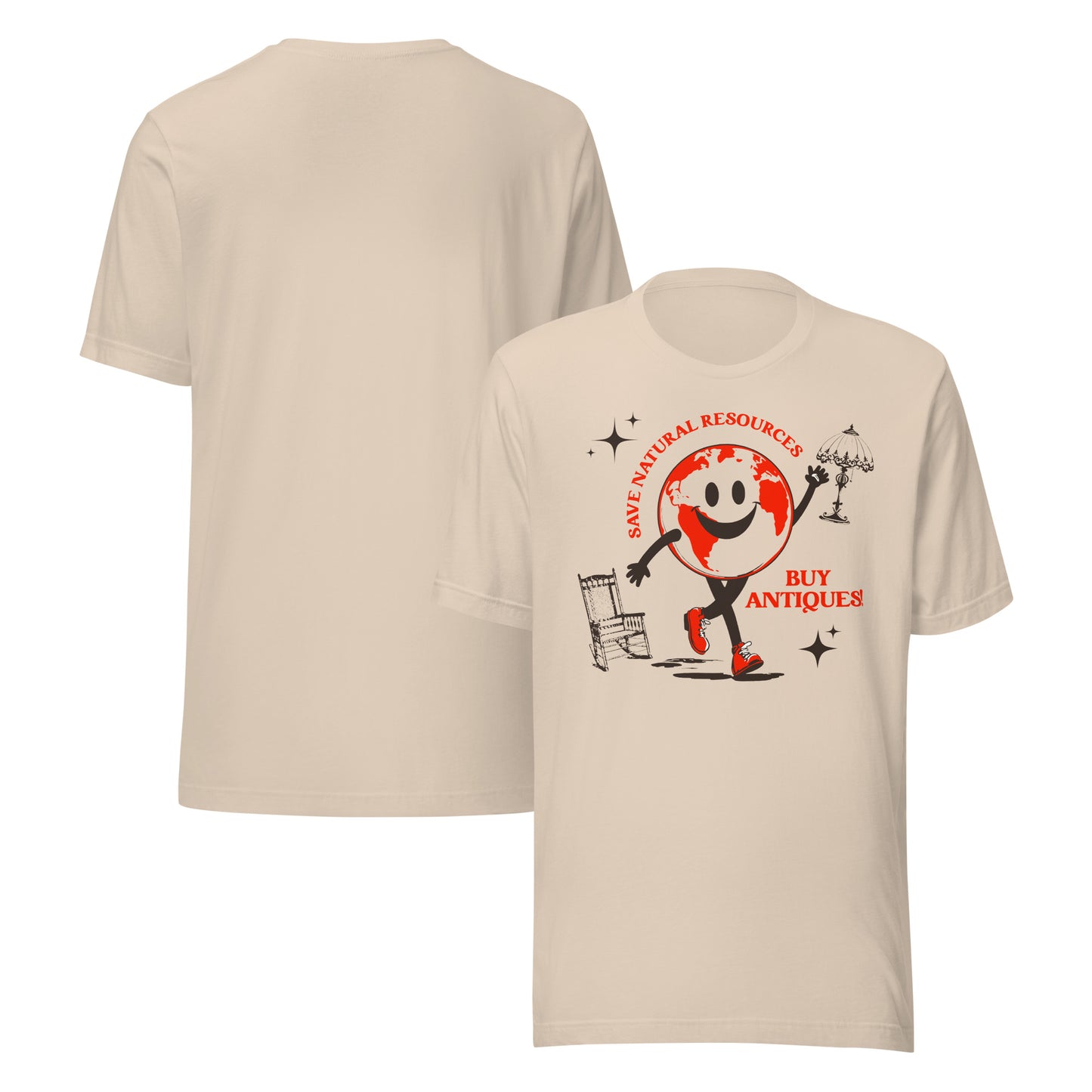 Save Natural Resources, Buy Antiques! – Eco-Friendly Organic Cotton T-Shirt | Sustainable Vintage-Inspired Apparel
