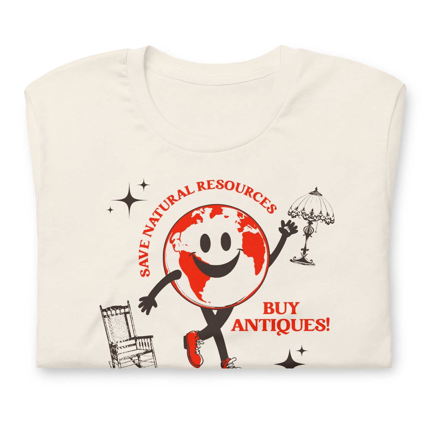 Save Natural Resources, Buy Antiques! – Eco-Friendly Organic Cotton T-Shirt | Sustainable Vintage-Inspired Apparel