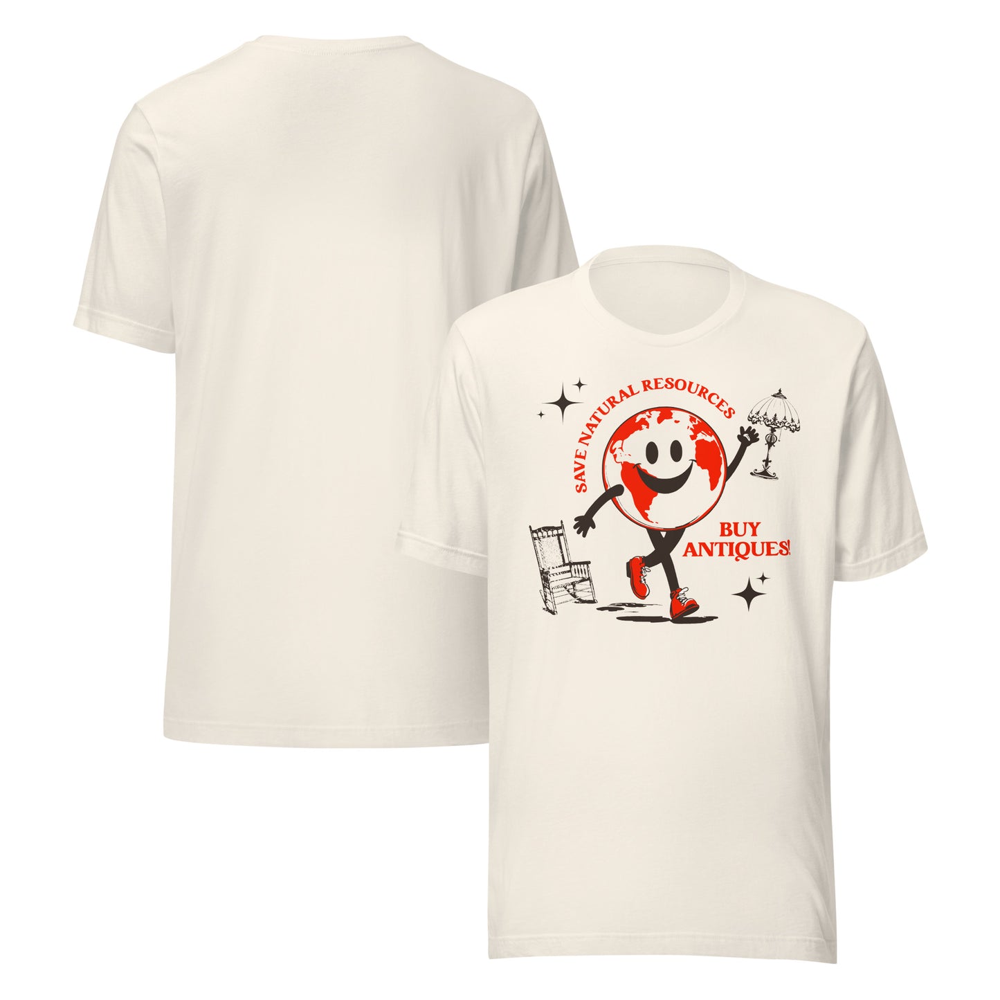 Save Natural Resources, Buy Antiques! – Eco-Friendly Organic Cotton T-Shirt | Sustainable Vintage-Inspired Apparel