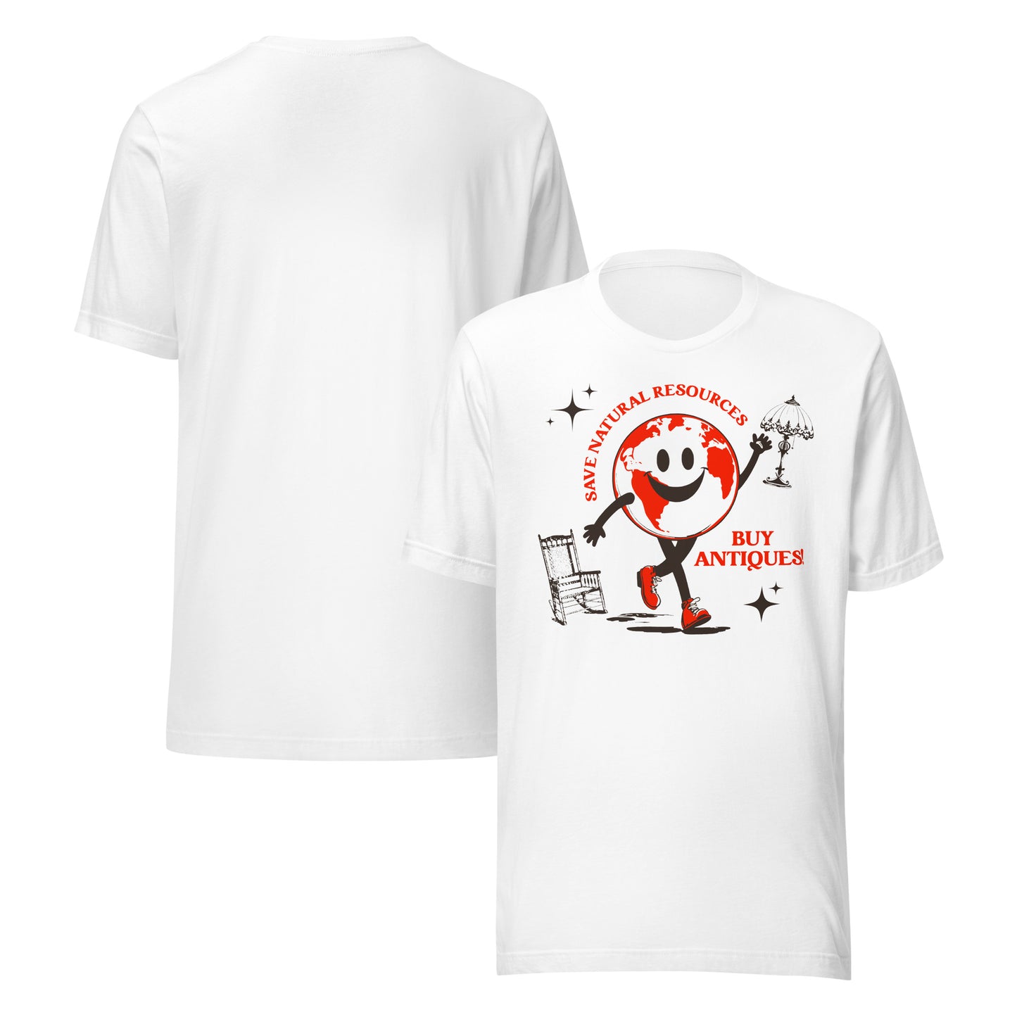 Save Natural Resources, Buy Antiques! – Eco-Friendly Organic Cotton T-Shirt | Sustainable Vintage-Inspired Apparel