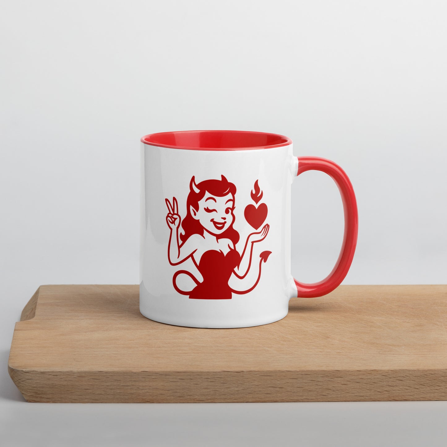Hotter Than My Coffee Mug – Red Devil Girl Art, Funny Retro Pin-Up Coffee Mug, Sassy Gift for Her, Vintage-Inspired Drinkware