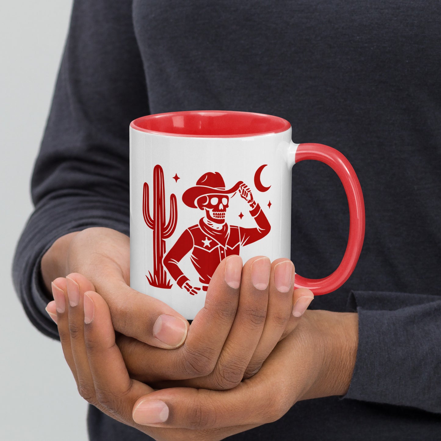 You Make Me Feel Alive Skeleton Cowboy Mug – Western Retro Pin-Up Coffee Cup, Funny Gift for Him, Vintage-Style Red Ink Design
