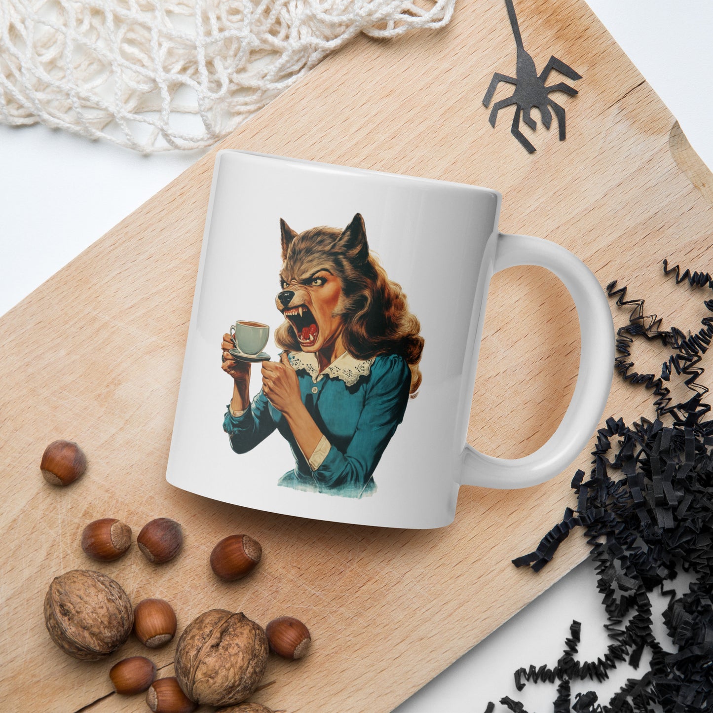 Not Before Coffee Mug - Funny Coffee Lover Gift - Spooky Halloween Coffee Mug - Sassy Werewolf Coffee Cup - Halloween Accessories